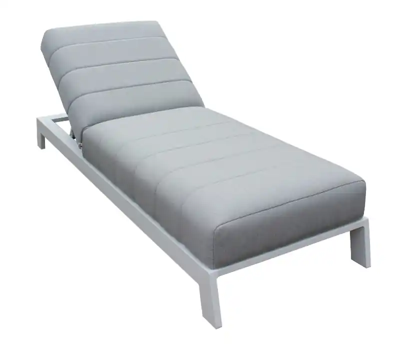 NILO tumbona terraza lounge tapizado gris aluminio blanco - Tumbonas aluminio