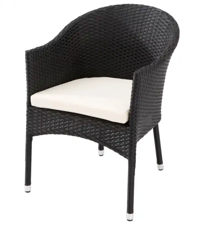 Sillon curvo ratan negro con cojin Verona - Sillas de rattan