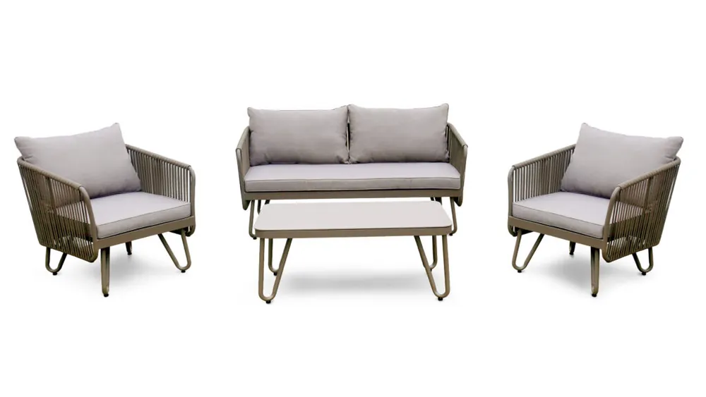 Set sofas jardin Sibenik cuerda textilene taupe - Sofas terraza
