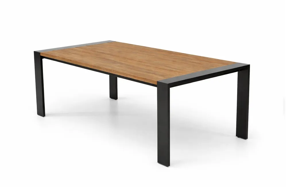 Mesa de terraza libano madera aluminio antracita 200×100 - Mesas de alumnio