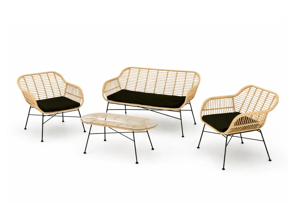 Conjunto sofa de ratan natural honey - Conjuntos rattan