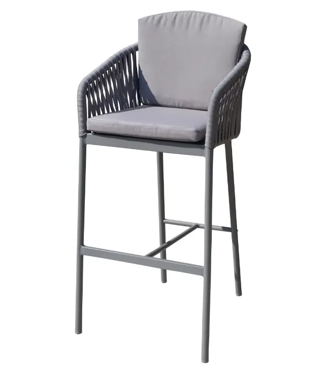 Taburete Guam cuerda gris con cojin - Taburetes hosteleria