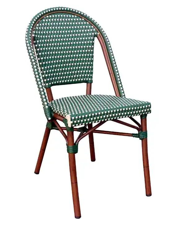 Silla parisina Arles ratan verde y lino - Sillas hosteleria