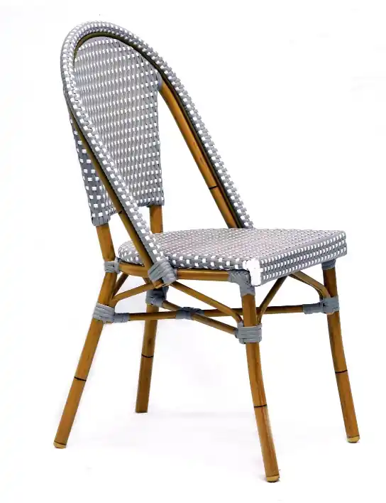 Silla parisina Arles ratan gris y lino - Sillas hosteleria
