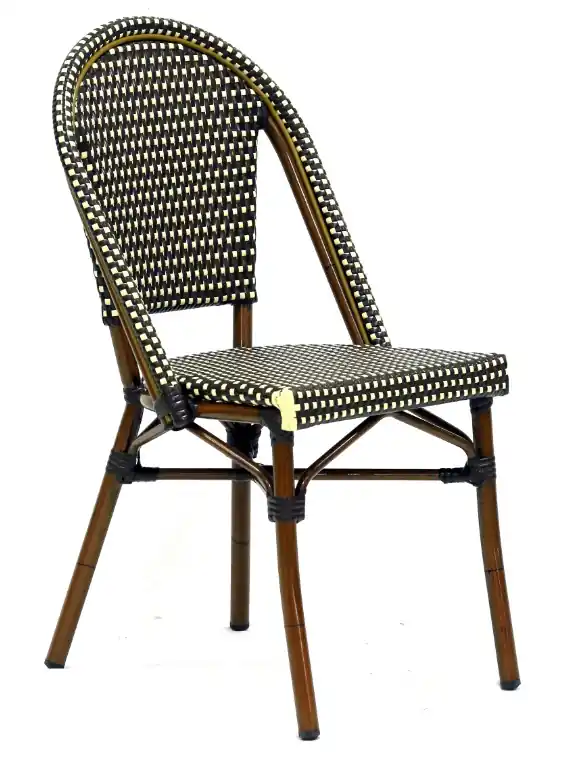 Silla parisina Arles ratan marron y lino - Sillas hosteleria