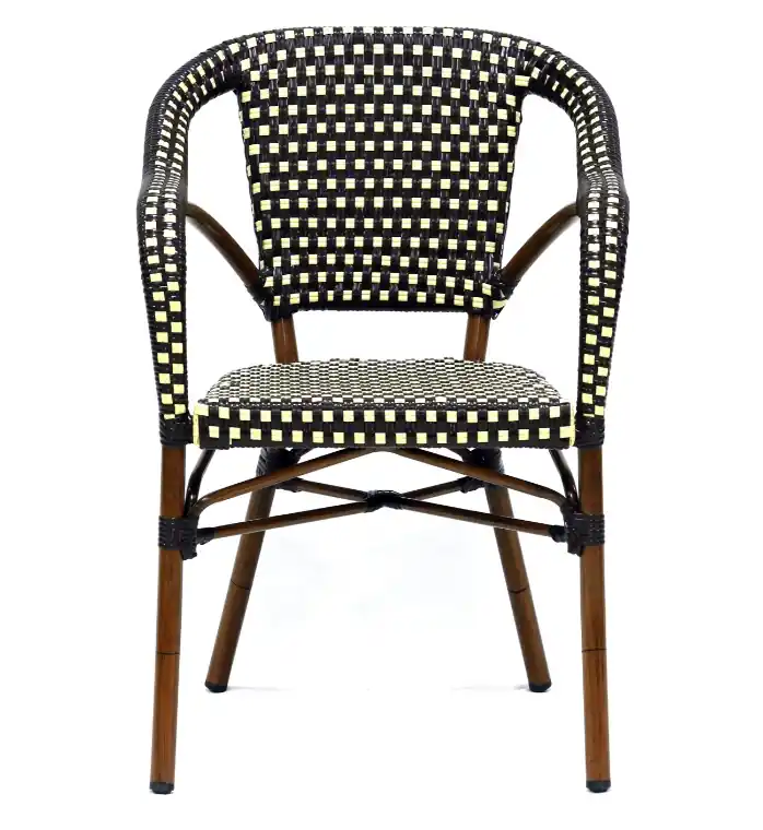 Sillon parisino Arles ratan marron y lino - Sillas hosteleria