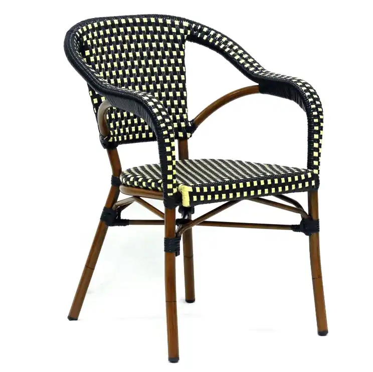Sillon parisino Arles ratan negro y lino - Sillas hosteleria