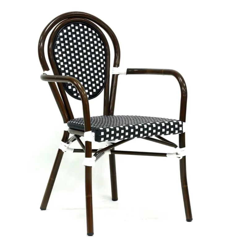 Sillon parisino Thonet ratan negro blanco - Sillas hosteleria