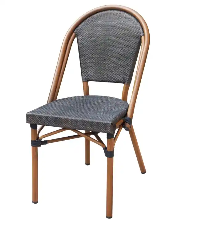 Silla parisina textilene marron aluminio bamboo - Sillas hosteleria