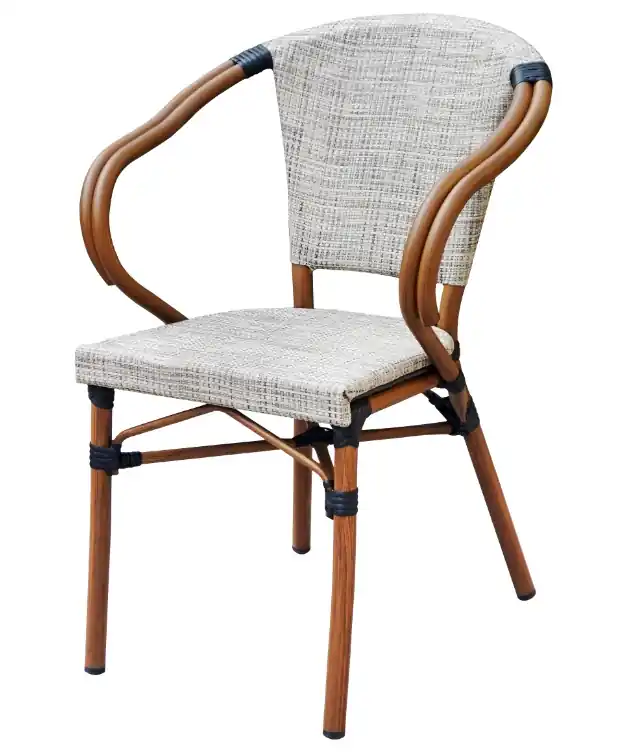 Sillon parisino textilene gris aluminio bamboo - Sillas hosteleria