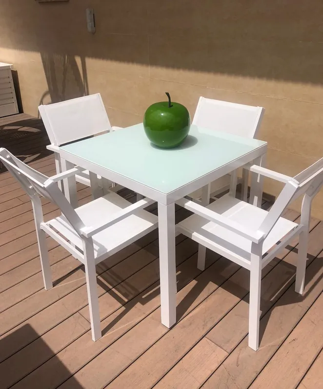Conjunto terraza Taha aluminio textilene blanco - Conjuntos aluminio