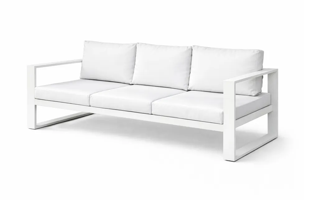 Sofa tres plazas terraza Teide aluminio tapizado nautico blanco - Sofas terraza