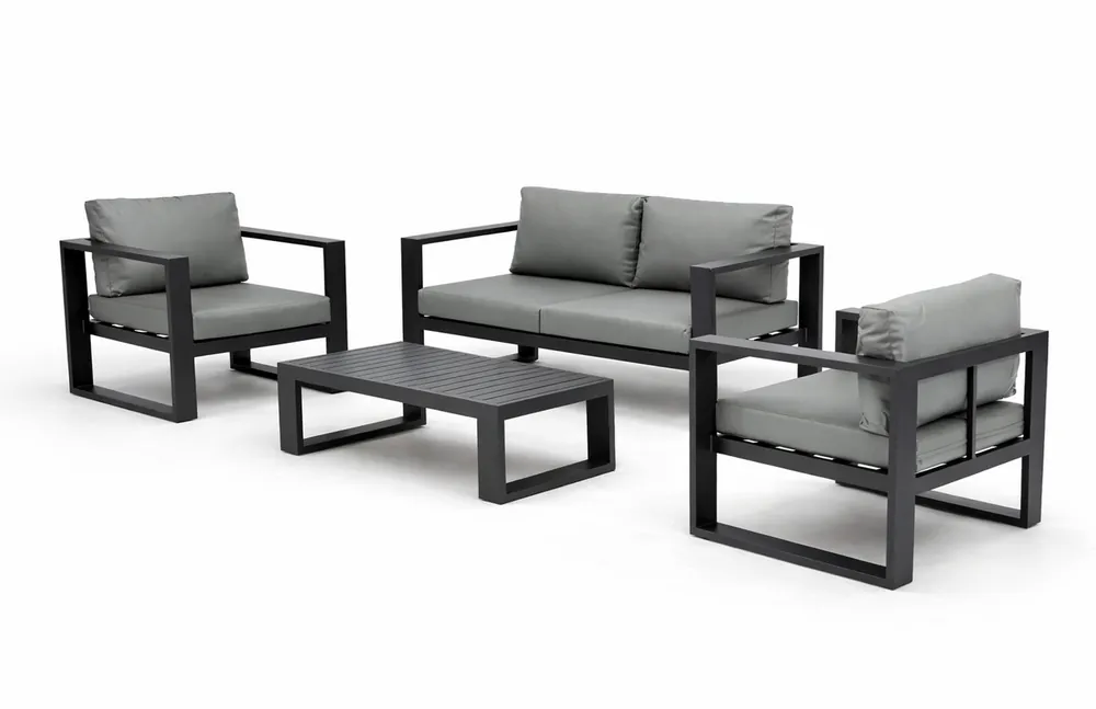 Set sofas de terraza Tauro aluminio antracita tapizado nautico gris 7003G - Lounge terraza