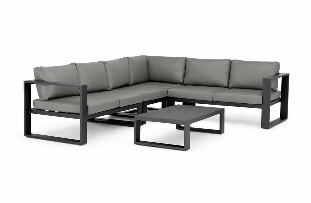 Sofa rinconera de terraza Tauro aluminio antracita tapizado nautico 7005G