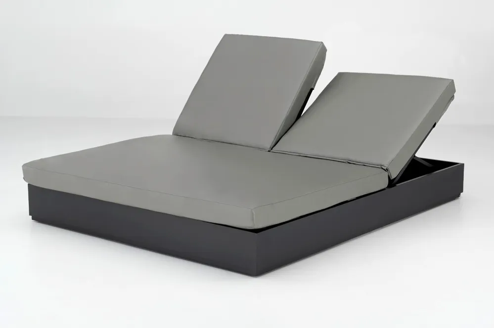 Tumbona doble Samoa aluminio tapizado nautico gris 7008G - Tumbonas aluminio