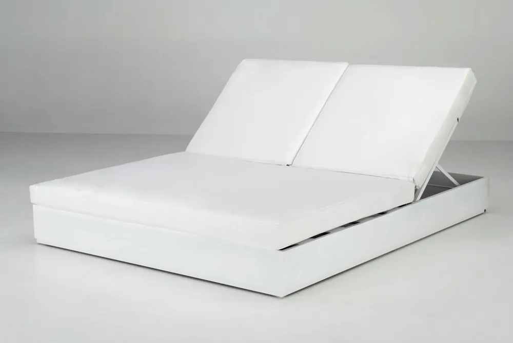 Tumbona doble Suva aluminio tapizado nautico blanco 7008B - Tumbonas aluminio