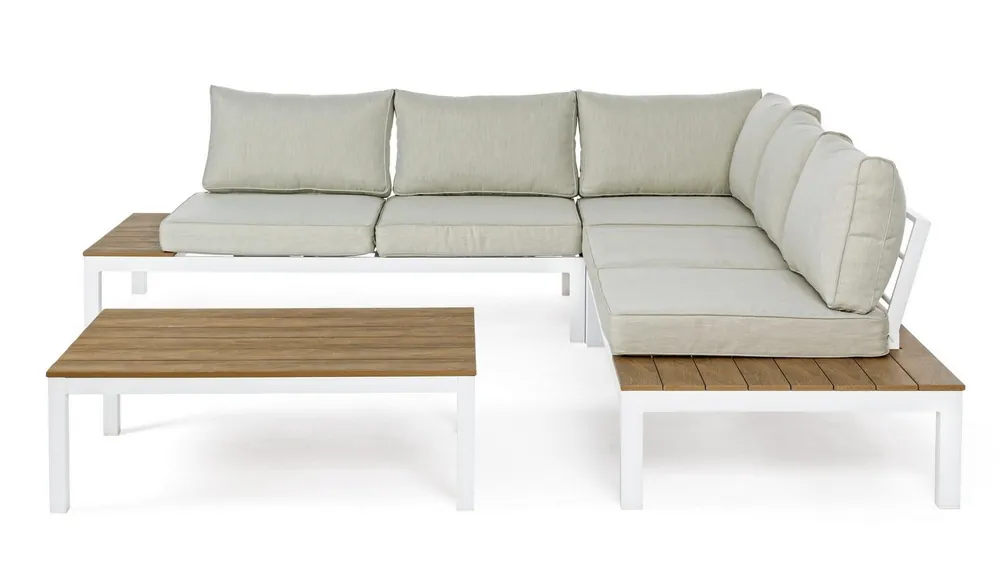 Rinconera de Jardín VIENNA con Mesa Sofá Exterior de Aluminio y Polywood - Sofas terraza