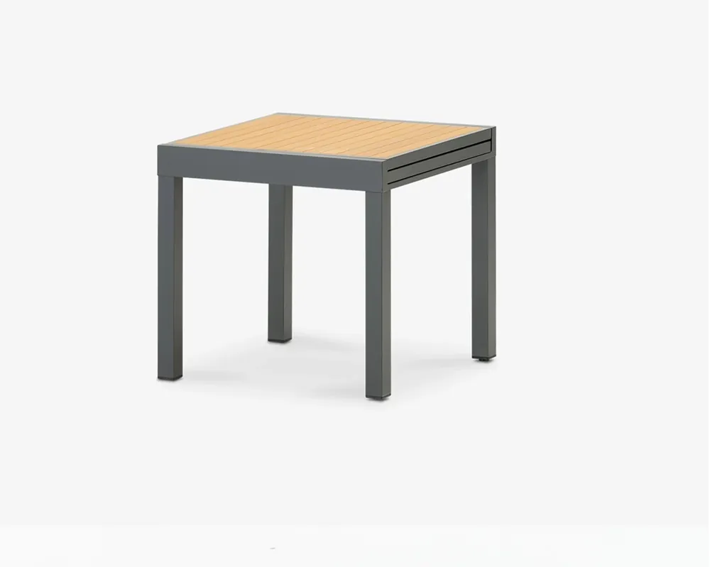 Mesa Praga aluminio antracita lamas madera poliwood 80-160 x 80