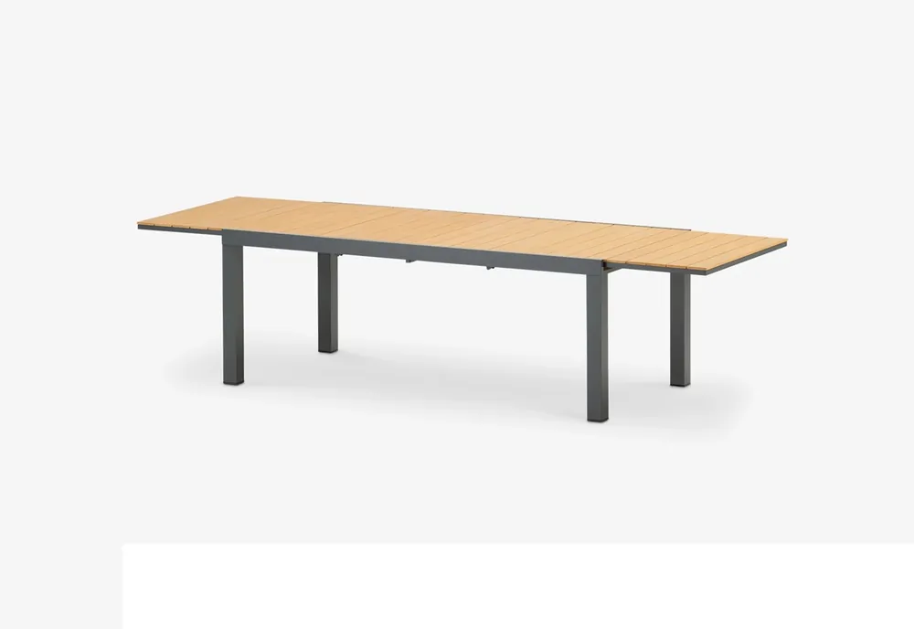 Mesa Praga aluminio antracita lamas madera poliwood 200-300 x 100