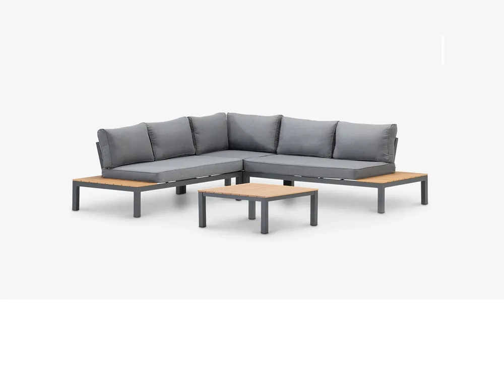 Rinconera de Jardín Praga con Mesa | Sofá Exterior de Aluminio y Polywood - Sofas terraza