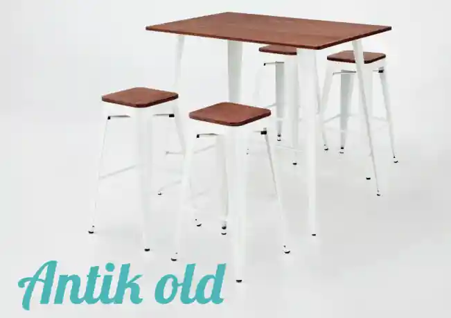 Mesa alta antik old blanco bambu 120cm - Mesas hosteleria