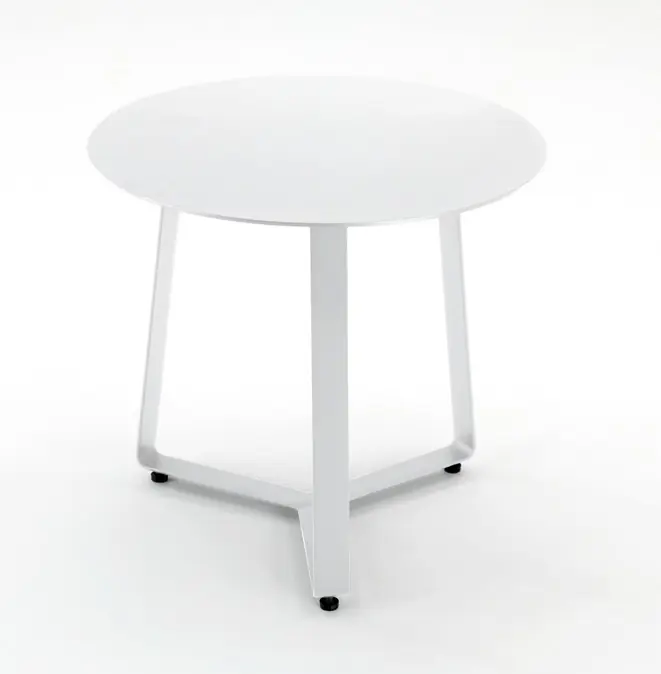 Mesa auxiliar redonda aluminio blanco cancun 60 cm - Mesas de alumnio