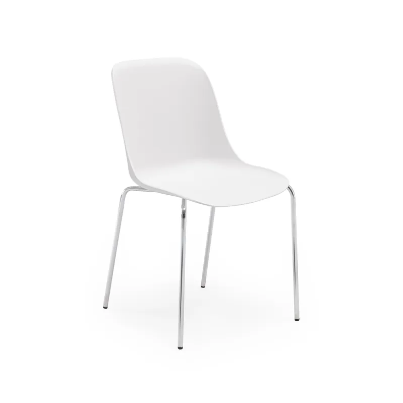 Silla cromada Lika en tecnopolímero blanco - Sillas hosteleria