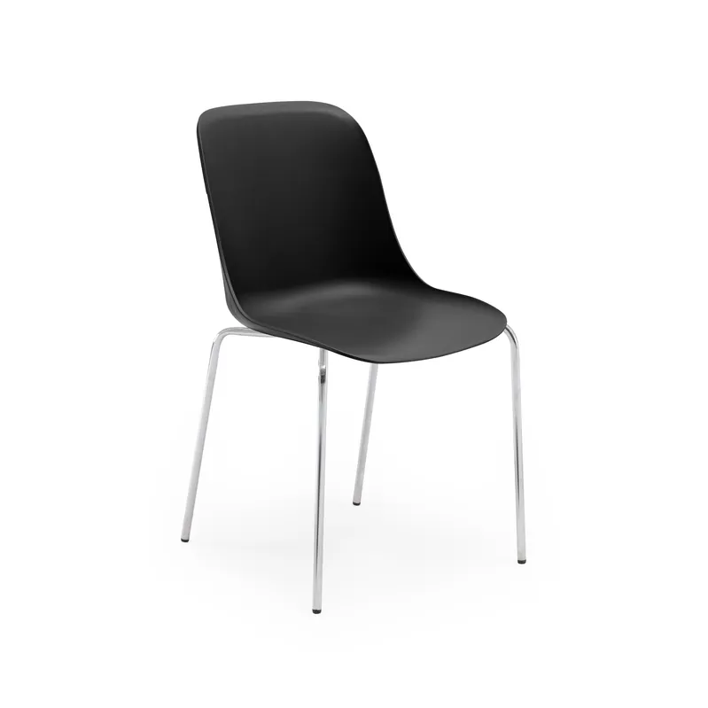Silla cromada Lika en tecnopolímero negro - Sillas hosteleria
