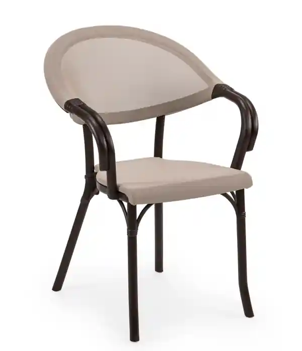 Sillon clasico curvo Flash textilene lino wengue - Sillas hosteleria