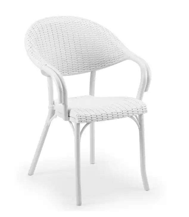 Sillón Flash polipropileno imitacion rattan blanco - Sillas de rattan