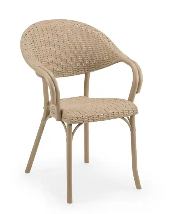 Sillón Flash polipropileno imitacion rattan coffee - Sillas hosteleria