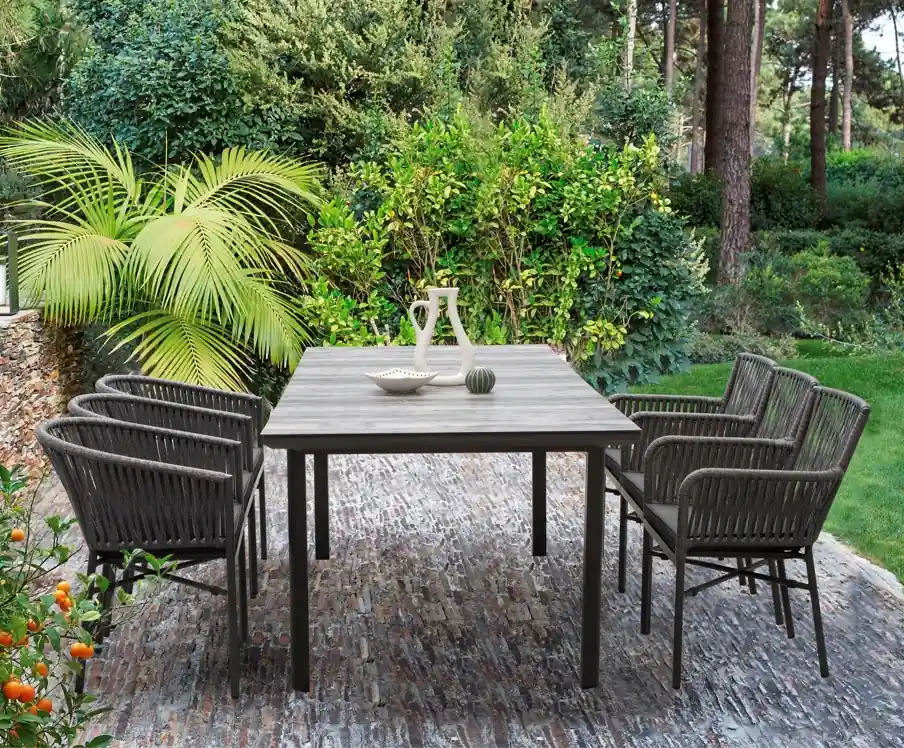 Conjunto de terraza cuerda antracita ceramico madera Cartago - Conjuntos aluminio