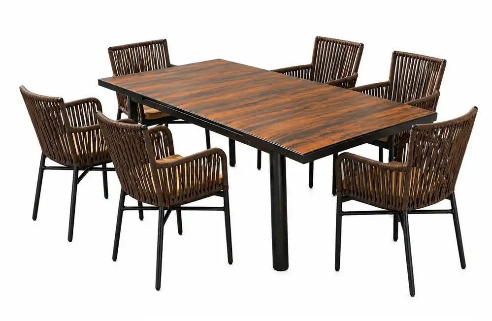 Conjunto de Comedor de Terraza Río con Mesa Extensible y 6 Sillone - Conjuntos aluminio