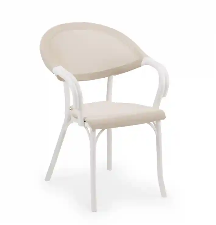 Sillon clasico curvo Flash textilene blanco - Sillas de Acero