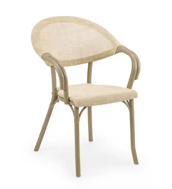 Sillon clasico curvo Flash textilene beige - Sillas de Acero