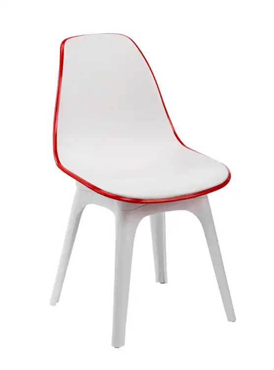 Silla Eos polipropileno blanco rojo - Sillas hosteleria