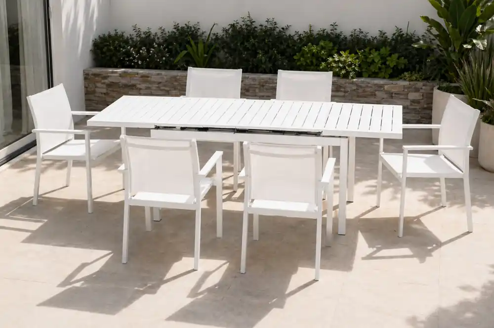 Conjunto de Comedor de Terraza aluminio blanco Arenal - Conjuntos aluminio