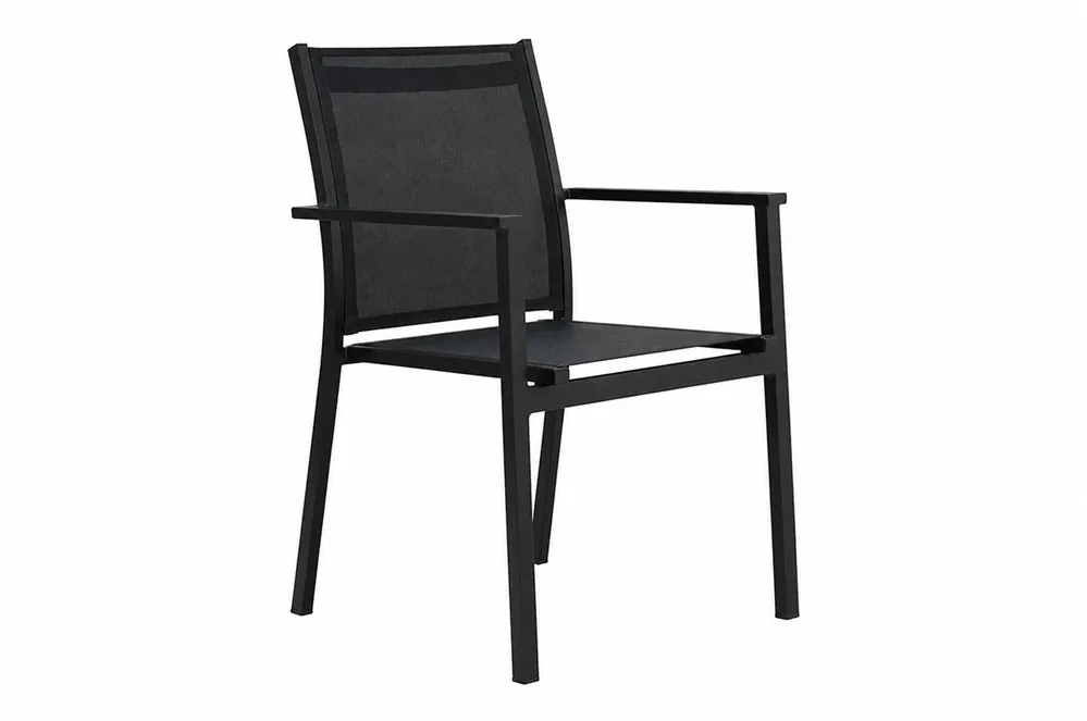 Sillón de Terraza Nossara en Aluminio Negro y Textilene - Sillas de aluminio
