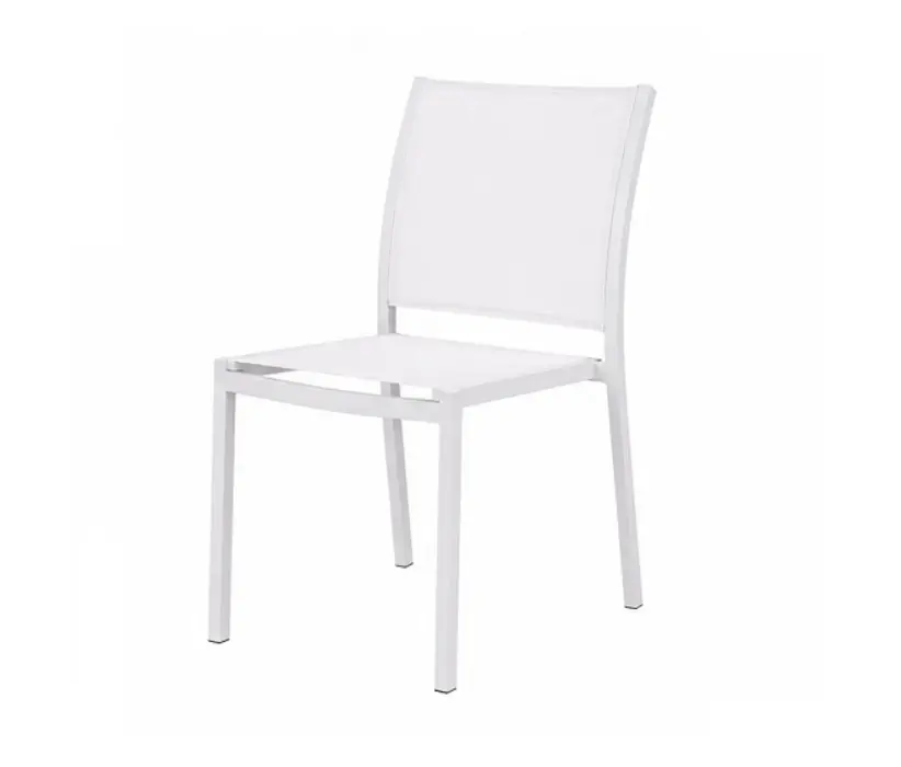 Silla Flamingo Blanca sin brazos de aluminio y textilene blanco - Sillas de aluminio