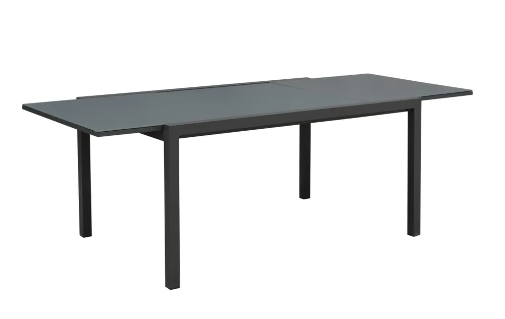 Mesa de Terraza Extensible Conchal en Aluminio antracita y Cristal 150-225×100