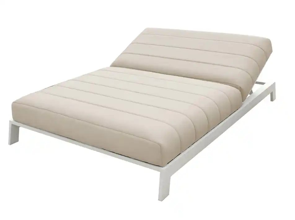 SAMOS tumbona doble terraza lounge tapizado nautico natural aluminio blanco - Tumbonas aluminio