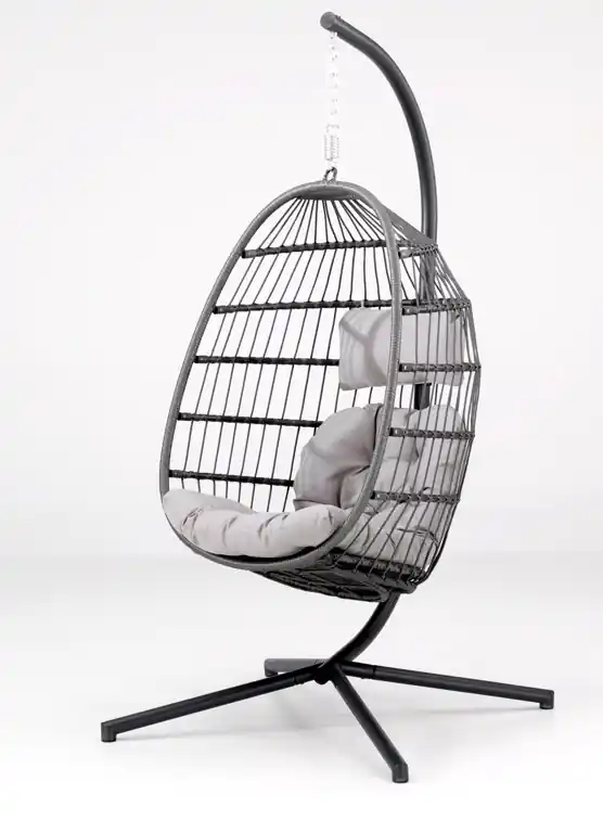 Silla colgante de jardin Albatros ratan cuerda gris - Balancines