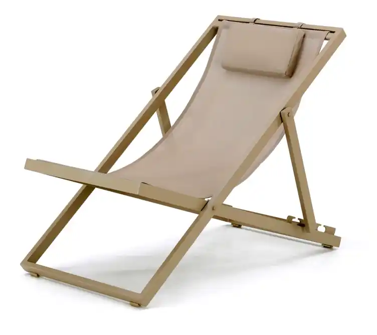 Hamaca de jardin plegable aluminio textilene beige tika - Tumbonas aluminio