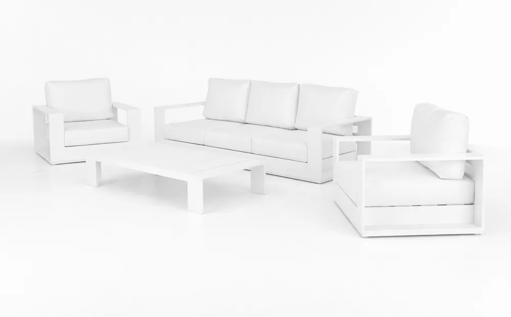 Set terraza Suva aluminio tapizado nautico blanco - Sofas terraza