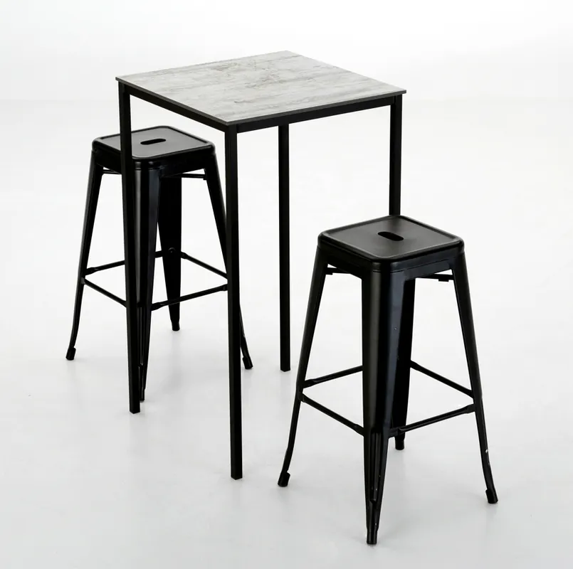 Mesa alta apilable acero negro tablero compacto 60x60x108 - Mesas hosteleria