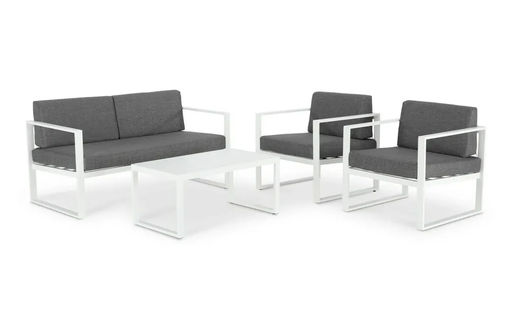 Set de jardín Angli en aluminio blanco – Conjunto de terraza moderno y elegante - Sofas terraza