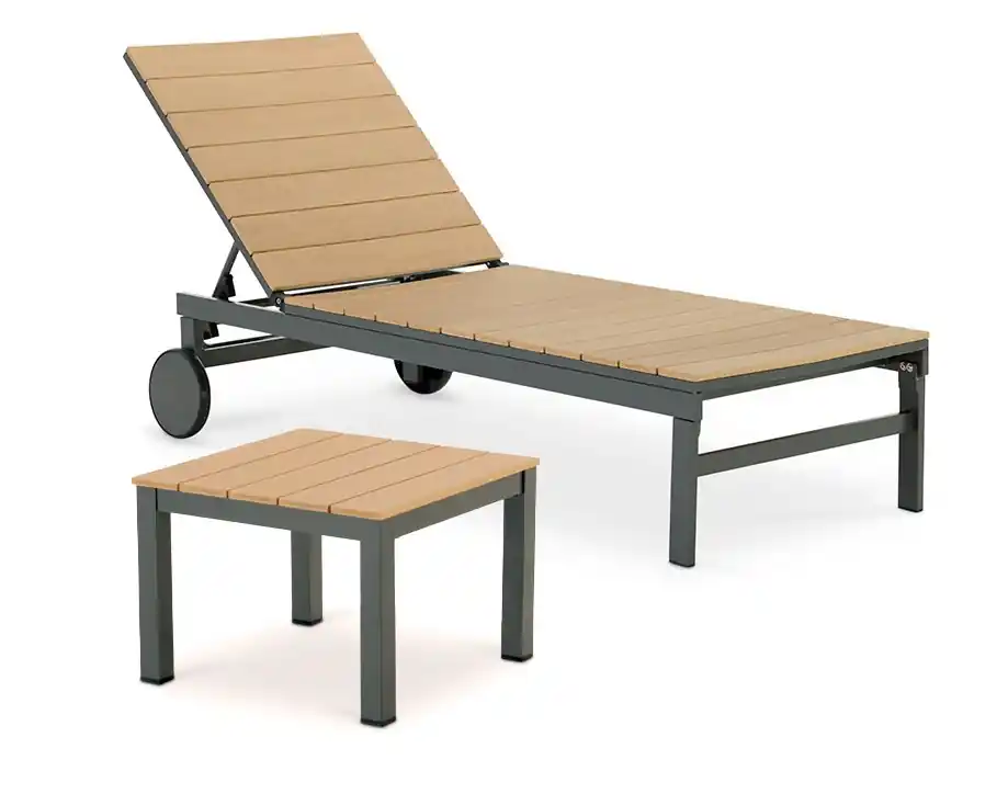 Tumbona Praga madera poliwood aluminio antracita - Tumbonas madera