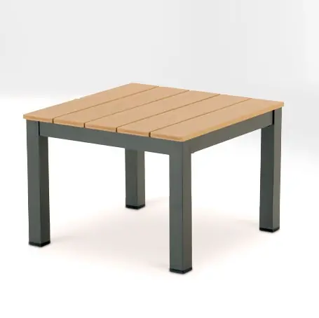 Mesita auxiliar Praga madera poliwood aluminio antracita 48×48 - Mesas de madera