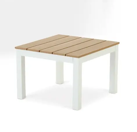 Mesita auxiliar Viena madera poliwood aluminio blanco 48×48 - Mesas de alumnio