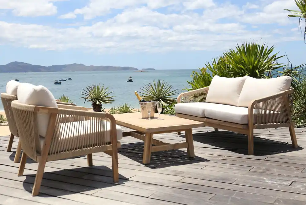 Set Eiger madera acacia cuerda 4 plazas - Sofas terraza